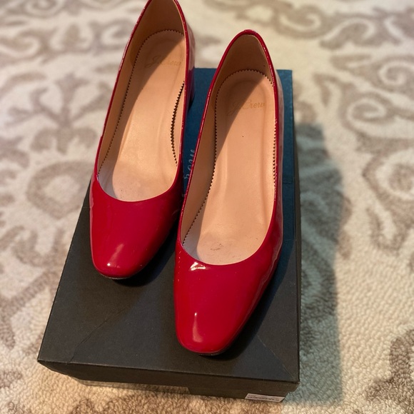 J Crew Red block heel pumps size 6 1/2 - Picture 4 of 6
